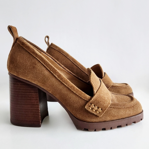 Crown Vintage Alivia Brown Suede Leather Retro Heels With Lug Sole, Size 9 - Picture 16 of 16